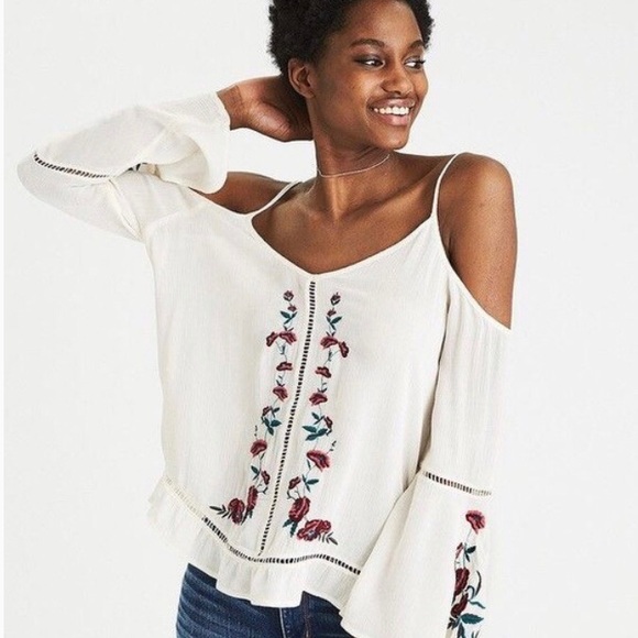 American Eagle Outfitters Tops - NWT AE American Eagle Embroidered Off the Shoulder